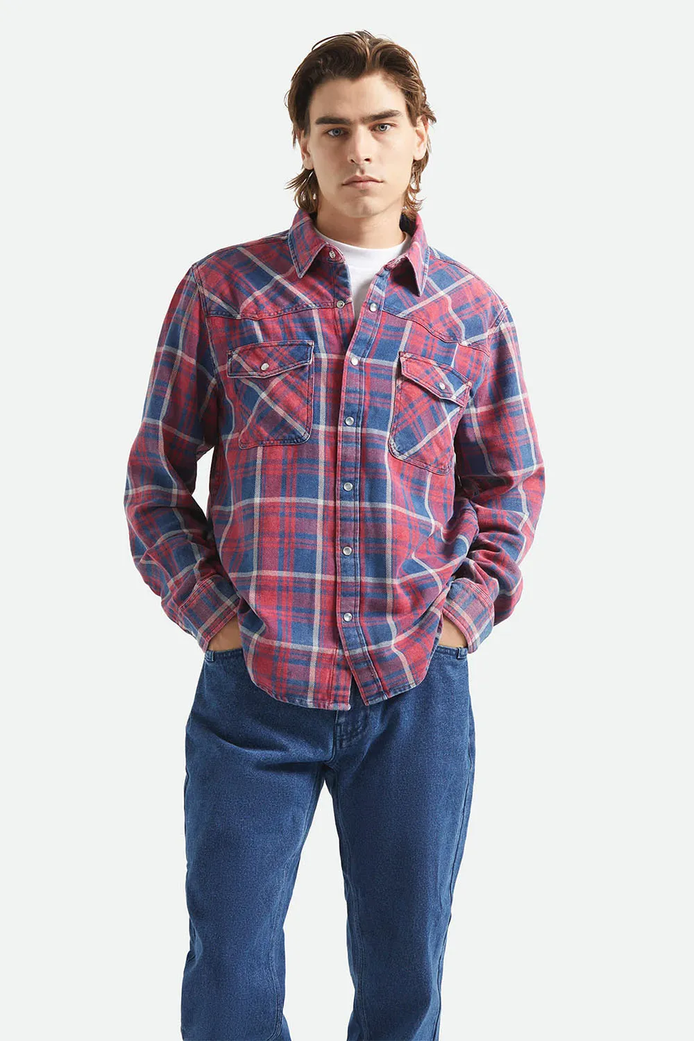 WAYLON LW OVERSHIRT Denim Plaid sold by REVOLVR Menswear product image thumbnail 2
