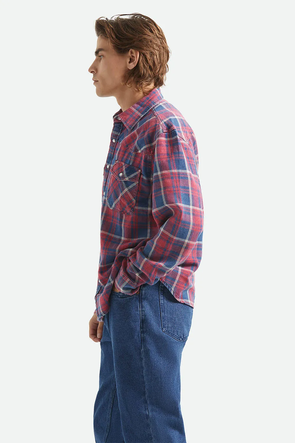 WAYLON LW OVERSHIRT Denim Plaid sold by REVOLVR Menswear product image thumbnail 3