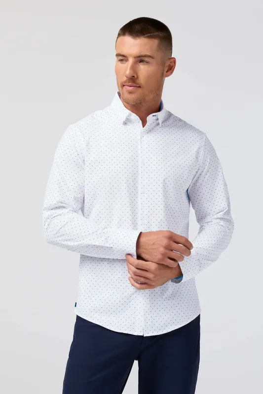 LEEWARD LS Navy Stacked Geo sold by REVOLVR Menswear