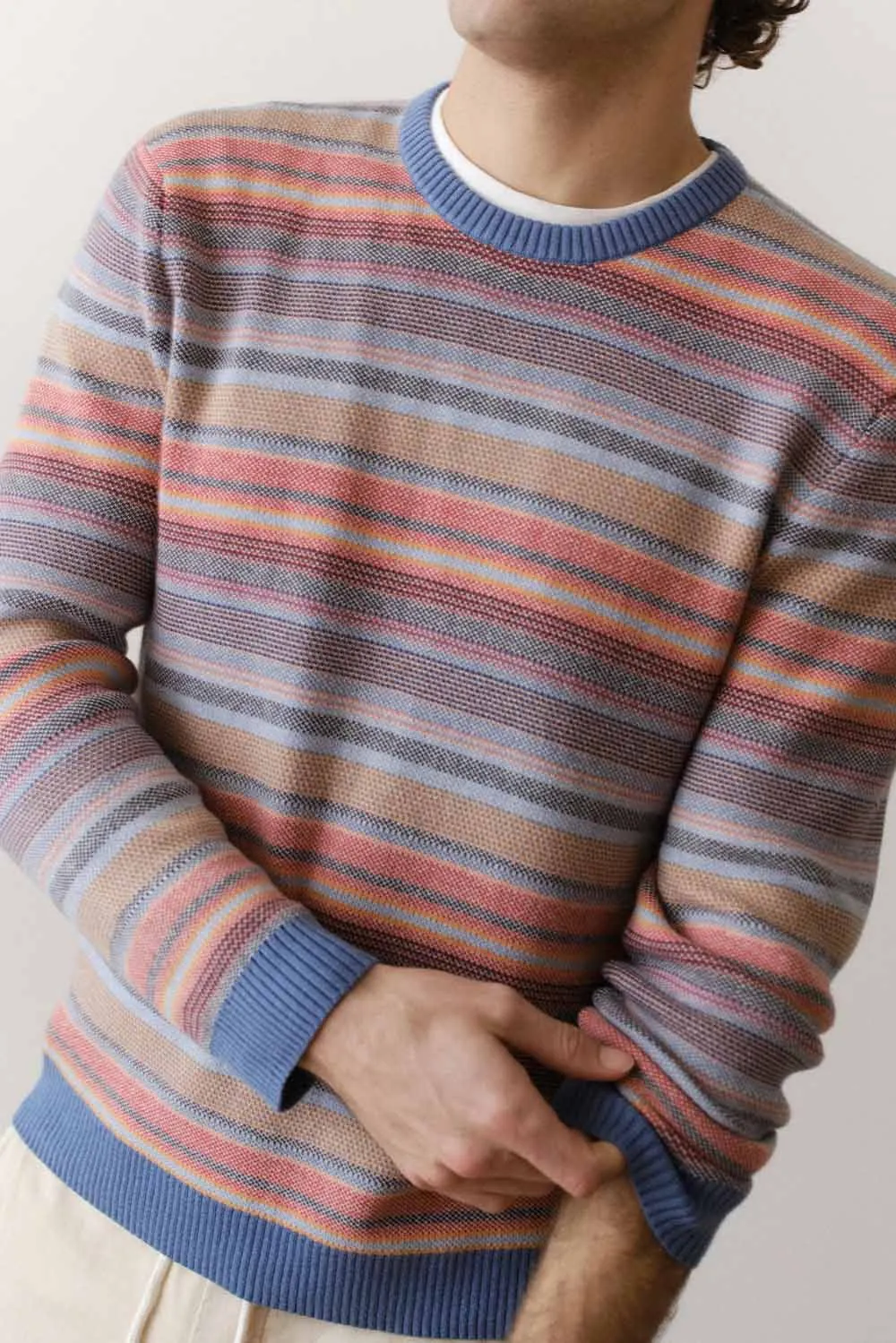 REED JACQUARD SWEATER Multi Baja Stripe sold by REVOLVR Menswear product image thumbnail 3