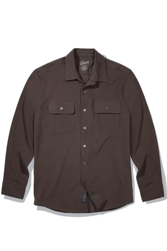 MOMO SUEDED WORK SHIRT Dark Chestnut made by Grayers