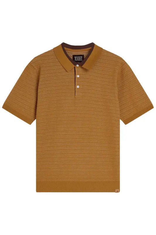 STRUCTURED KNITTED POLO Cathay Spice sold by REVOLVR Menswear