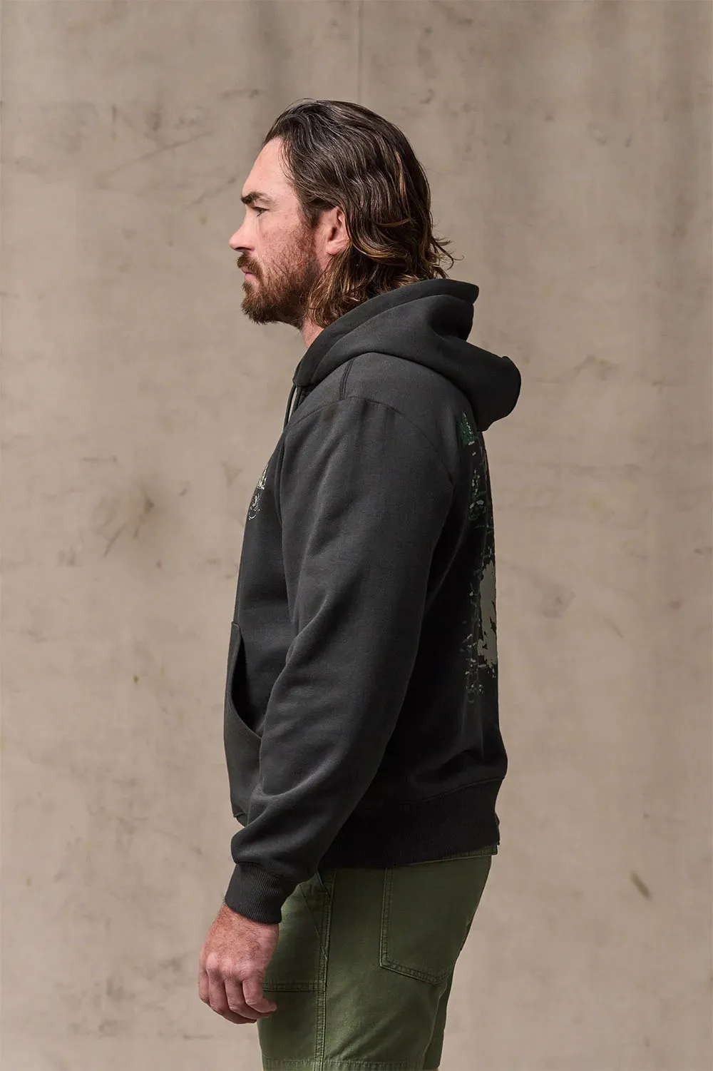 TROUT GRAPHIC HOODIE Faded Black sold by REVOLVR Menswear product image thumbnail 3