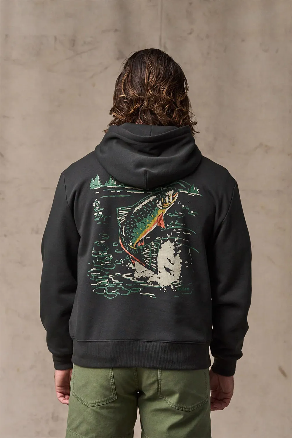 TROUT GRAPHIC HOODIE Faded Black sold by REVOLVR Menswear product image thumbnail 4