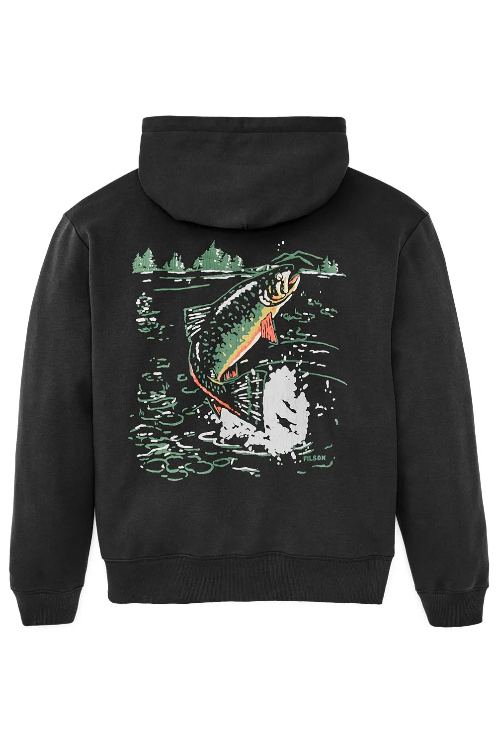 TROUT GRAPHIC HOODIE Faded Black sold by REVOLVR Menswear