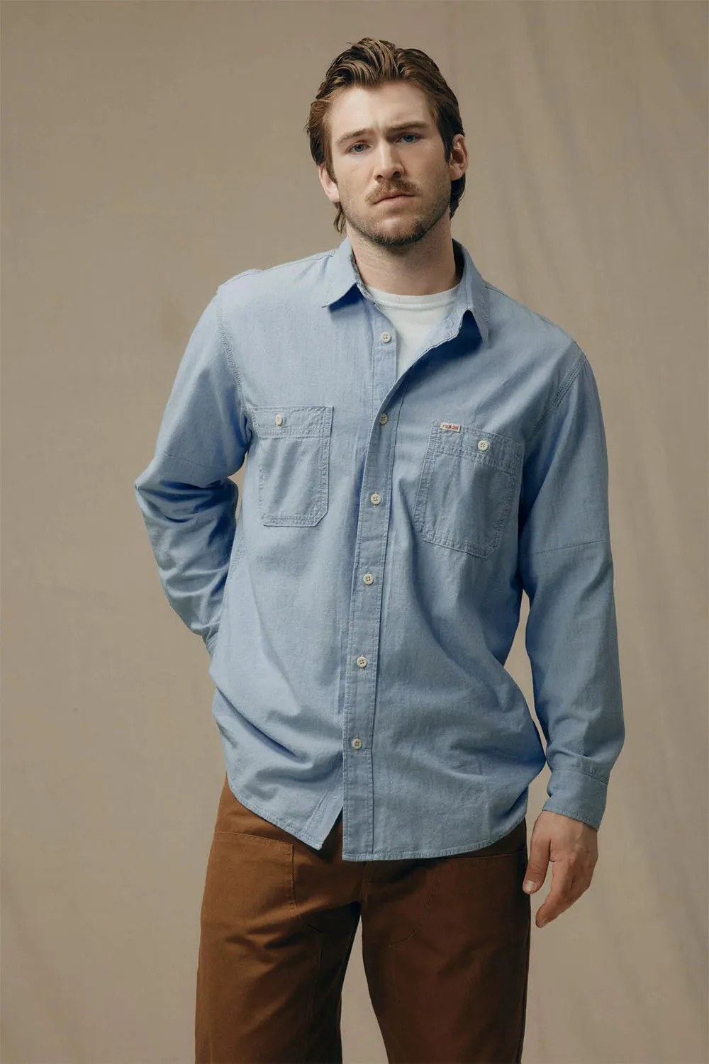 CHAMBRAY CPO SHIRT Light Indigo sold by REVOLVR Menswear product image thumbnail 2