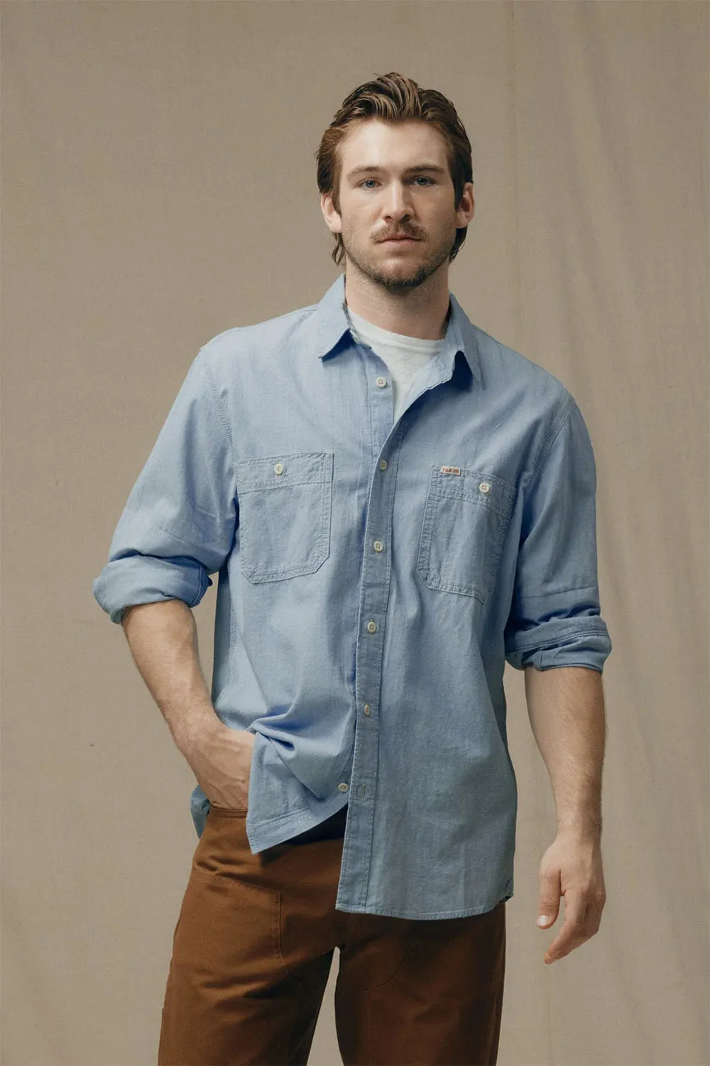 CHAMBRAY CPO SHIRT Light Indigo sold by REVOLVR Menswear product image thumbnail 3