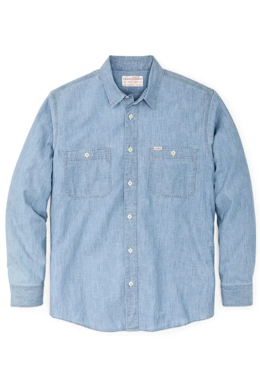 CHAMBRAY CPO SHIRT Light Indigo sold by REVOLVR Menswear