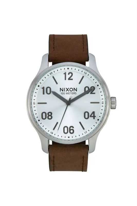 PATROL LEATHER WATCH - SILVER/BROWN sold by REVOLVR Menswear