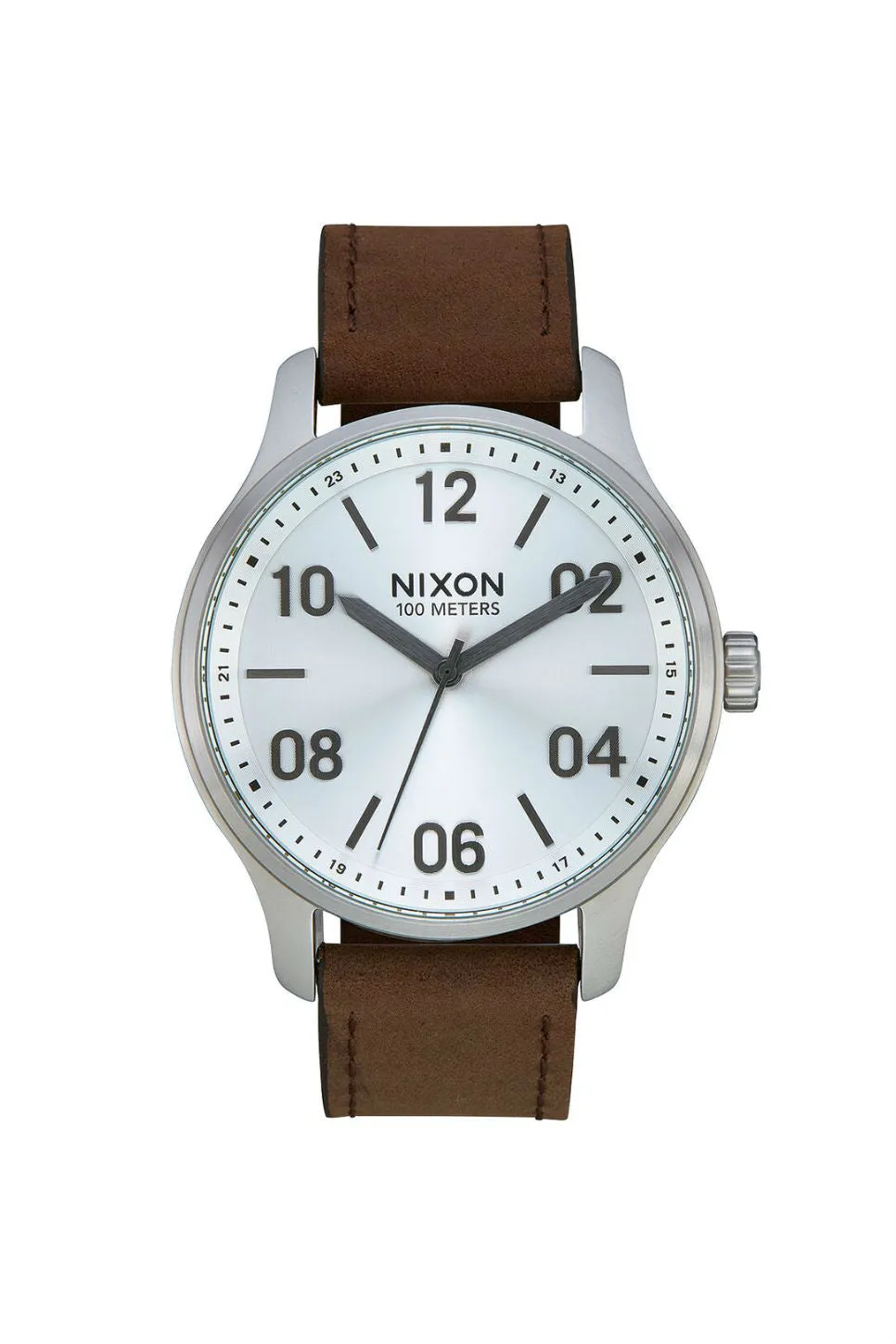 PATROL LEATHER WATCH - SILVER/BROWN sold by REVOLVR Menswear