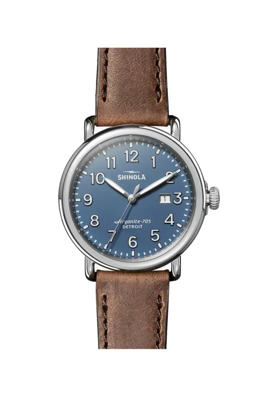 RUNWELL 41mm - BLUE/BRITISH TAN made by Shinola