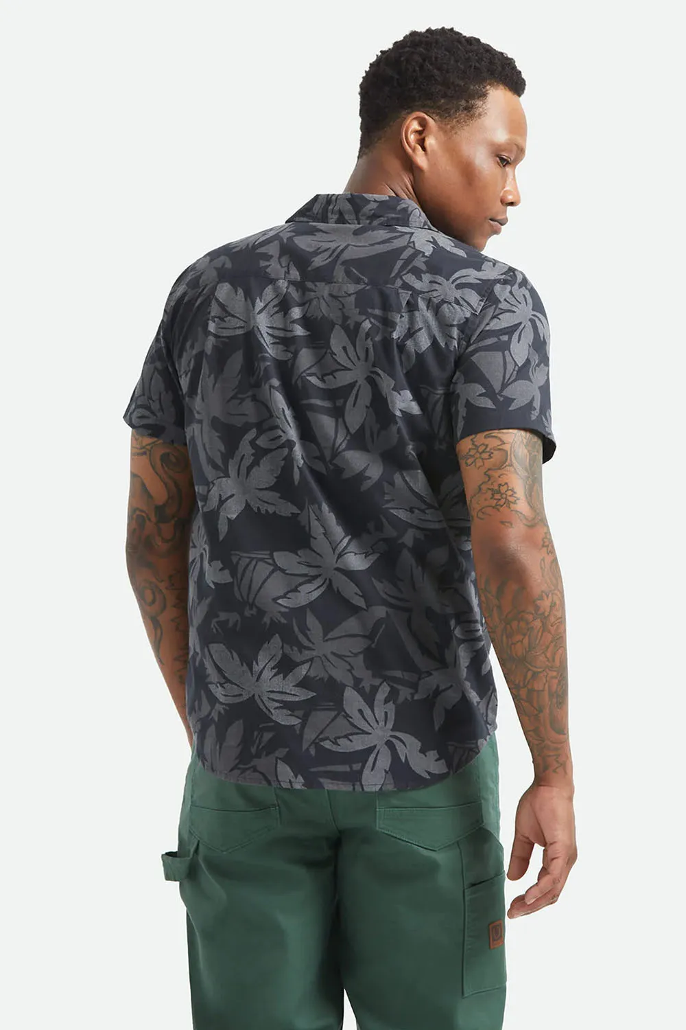 CHARTER PRINT SS Black/Trooper/Grey Palm Floral sold by REVOLVR Menswear product image thumbnail 4