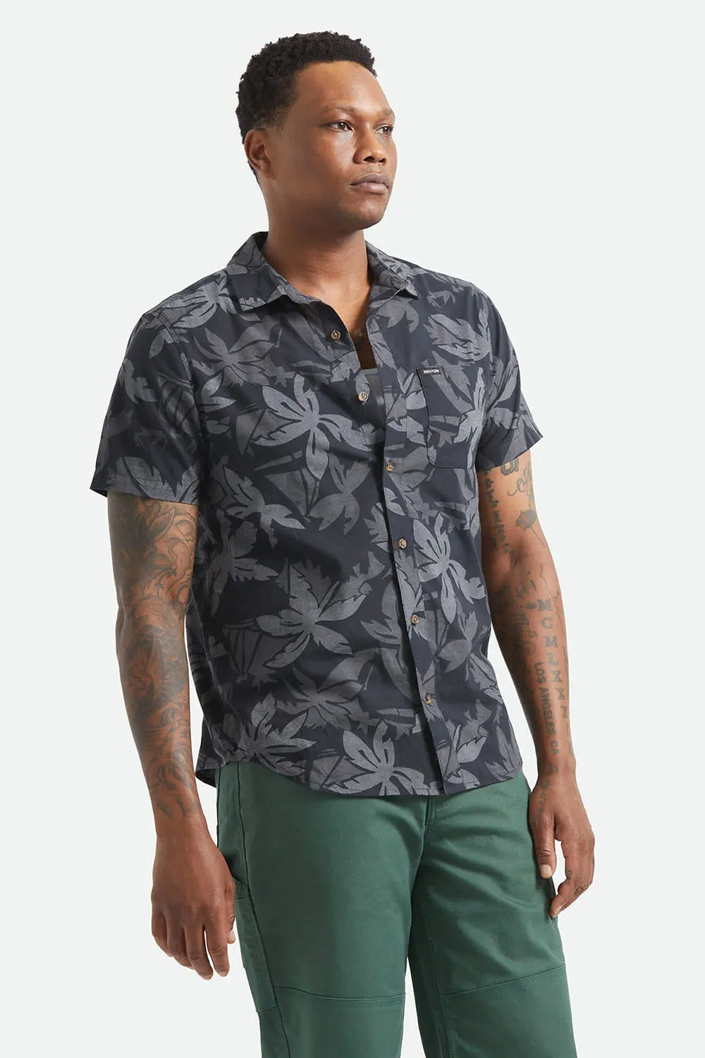 CHARTER PRINT SS Black/Trooper/Grey Palm Floral sold by REVOLVR Menswear product image thumbnail 2