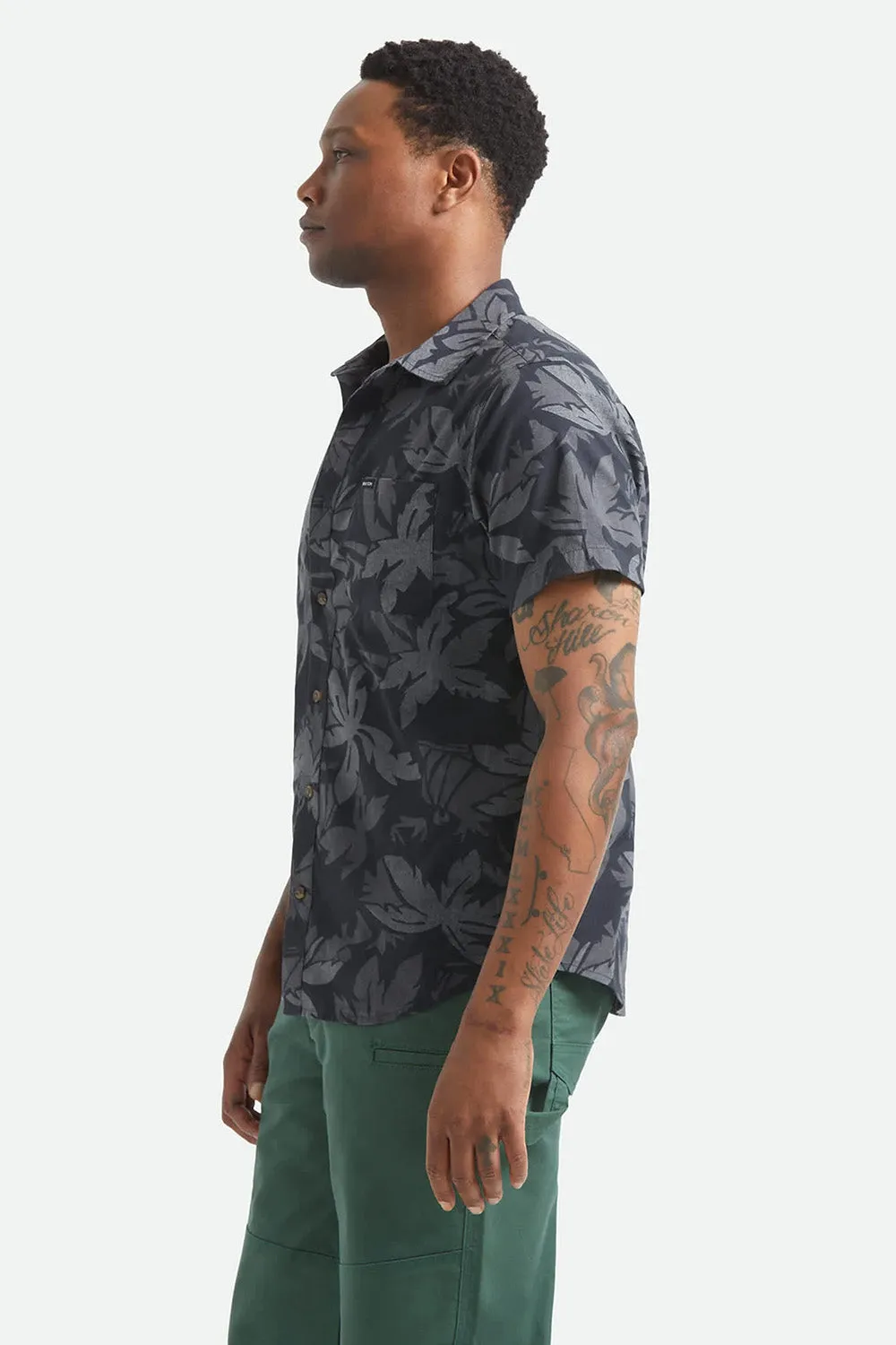 CHARTER PRINT SS Black/Trooper/Grey Palm Floral sold by REVOLVR Menswear product image thumbnail 3