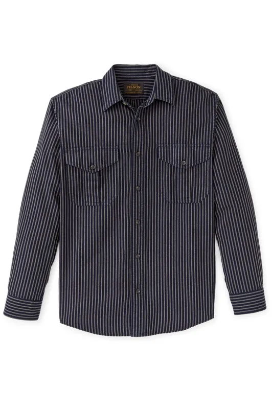 LW ALASKAN GUIDE SHIRT Indigo/Ticking Stripe sold by REVOLVR Menswear