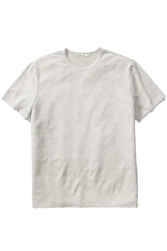 JACQUARD CREW TEE Whitecap/Navy sold by REVOLVR Menswear