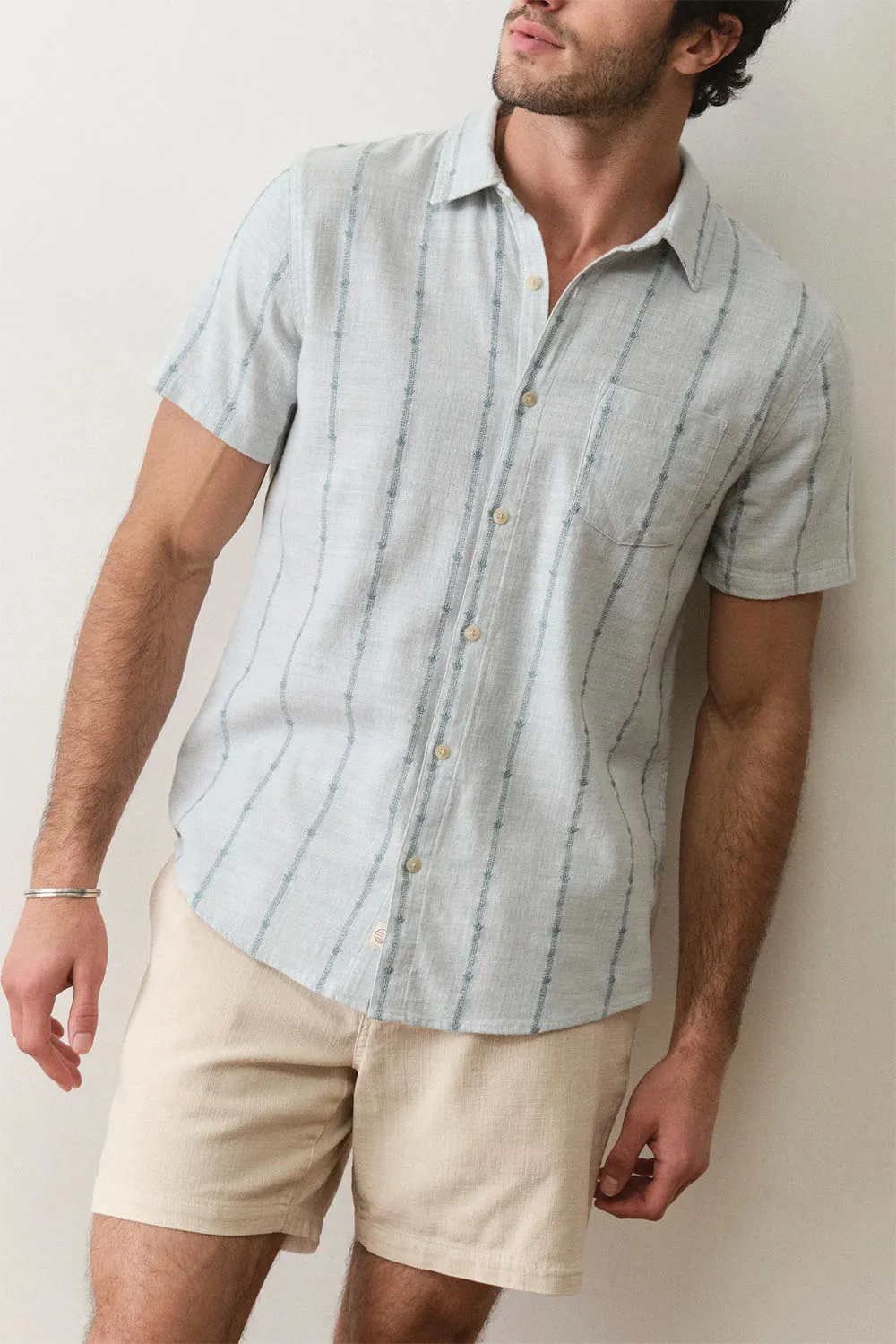 STRETCH SELVAGE SHIRT Blue Embroidery sold by REVOLVR Menswear product image thumbnail 2