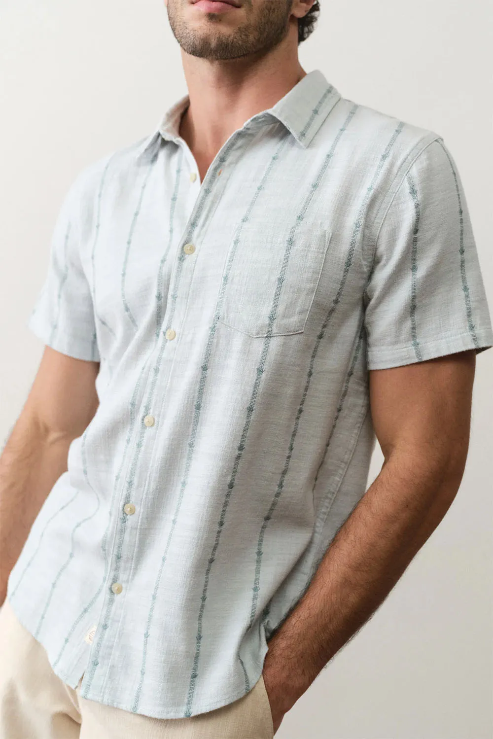 STRETCH SELVAGE SHIRT Blue Embroidery sold by REVOLVR Menswear product image thumbnail 3