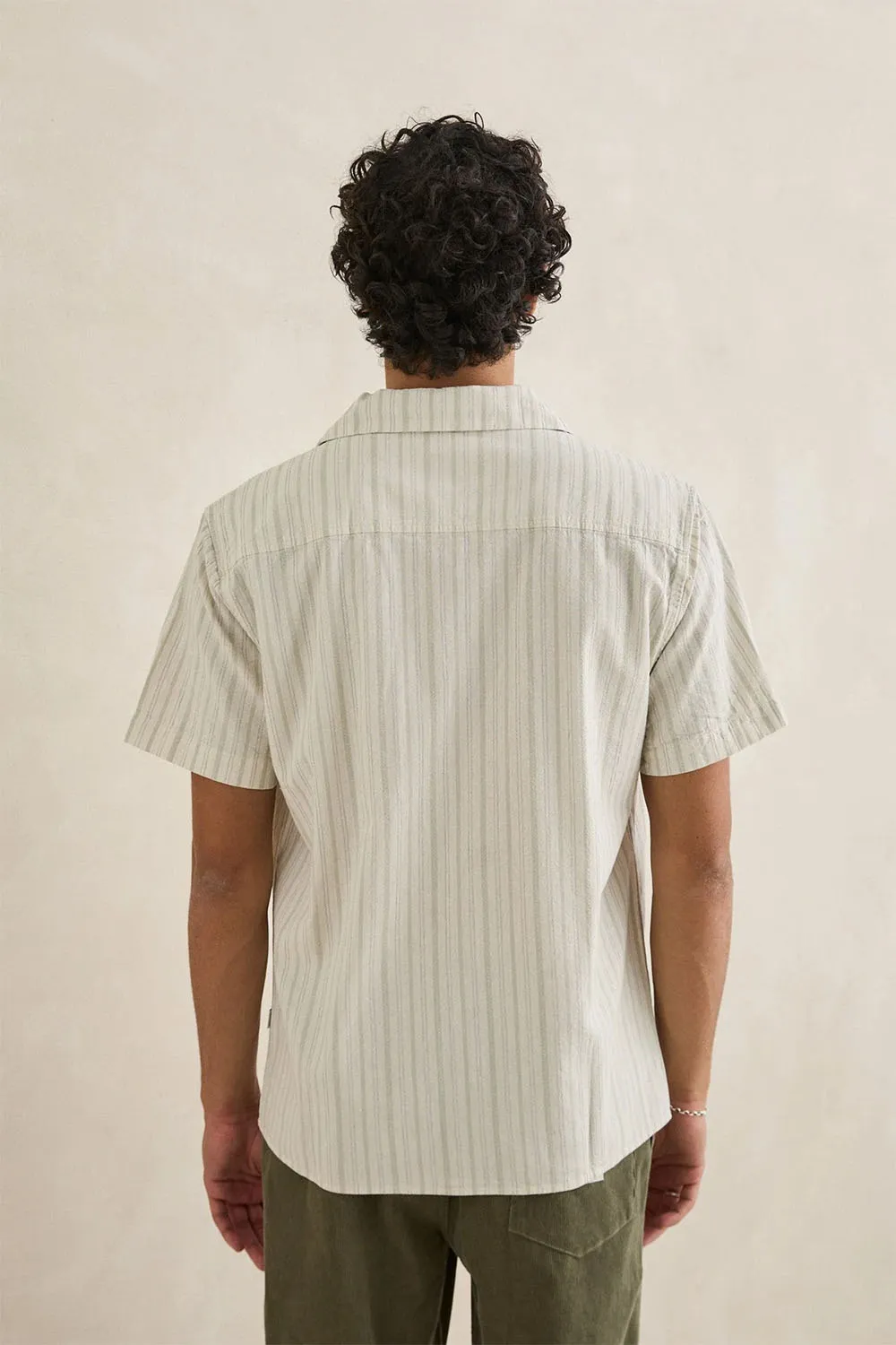 VACATION STRIPE SS SHIRT Natural sold by REVOLVR Menswear product image thumbnail 3