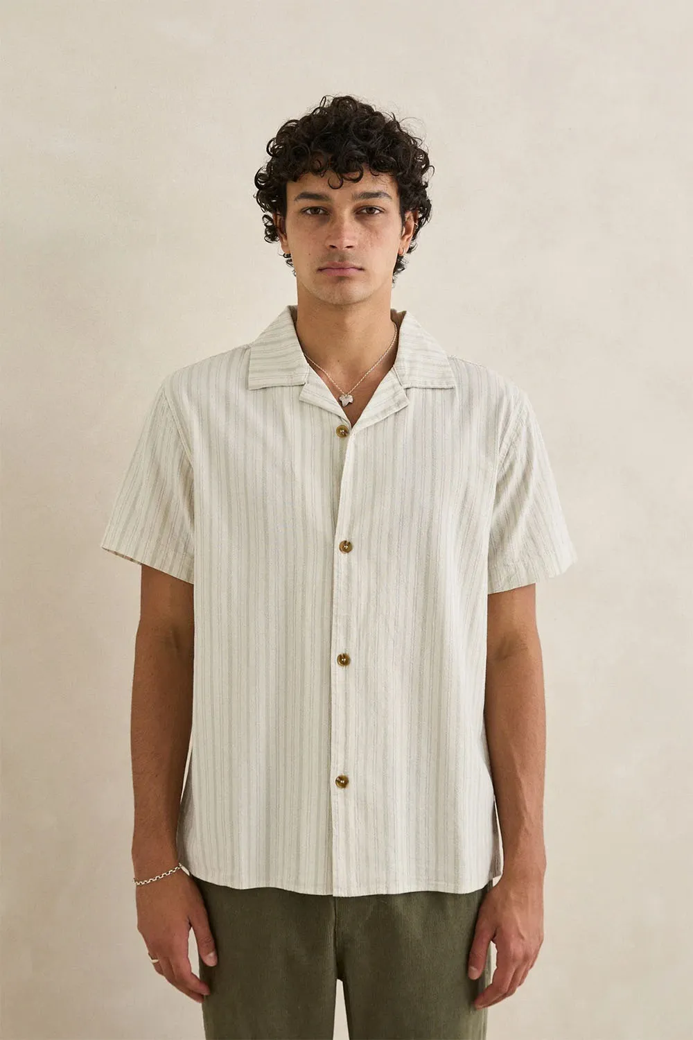 VACATION STRIPE SS SHIRT Natural sold by REVOLVR Menswear product image thumbnail 2