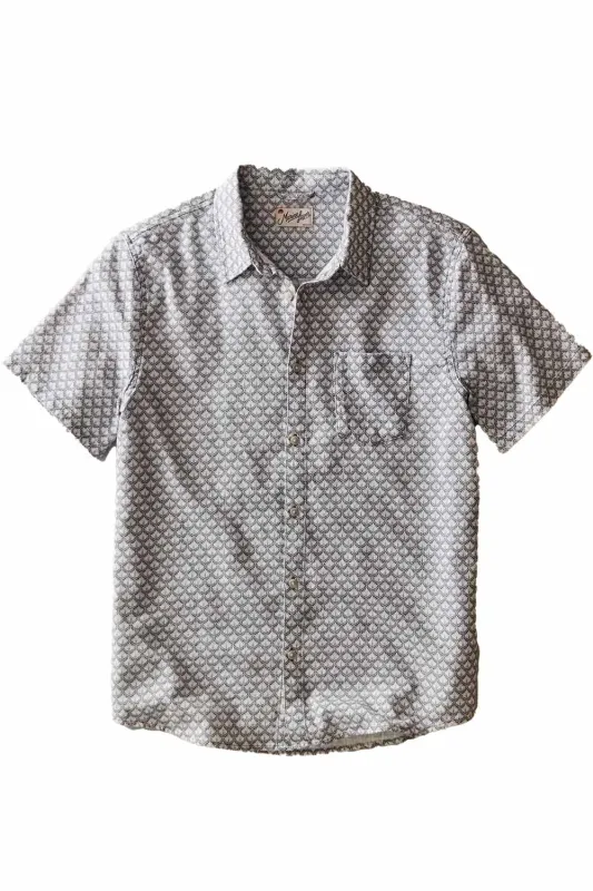 STRETCH SELVAGE SHIRT Lt Blue Agave Print sold by REVOLVR Menswear