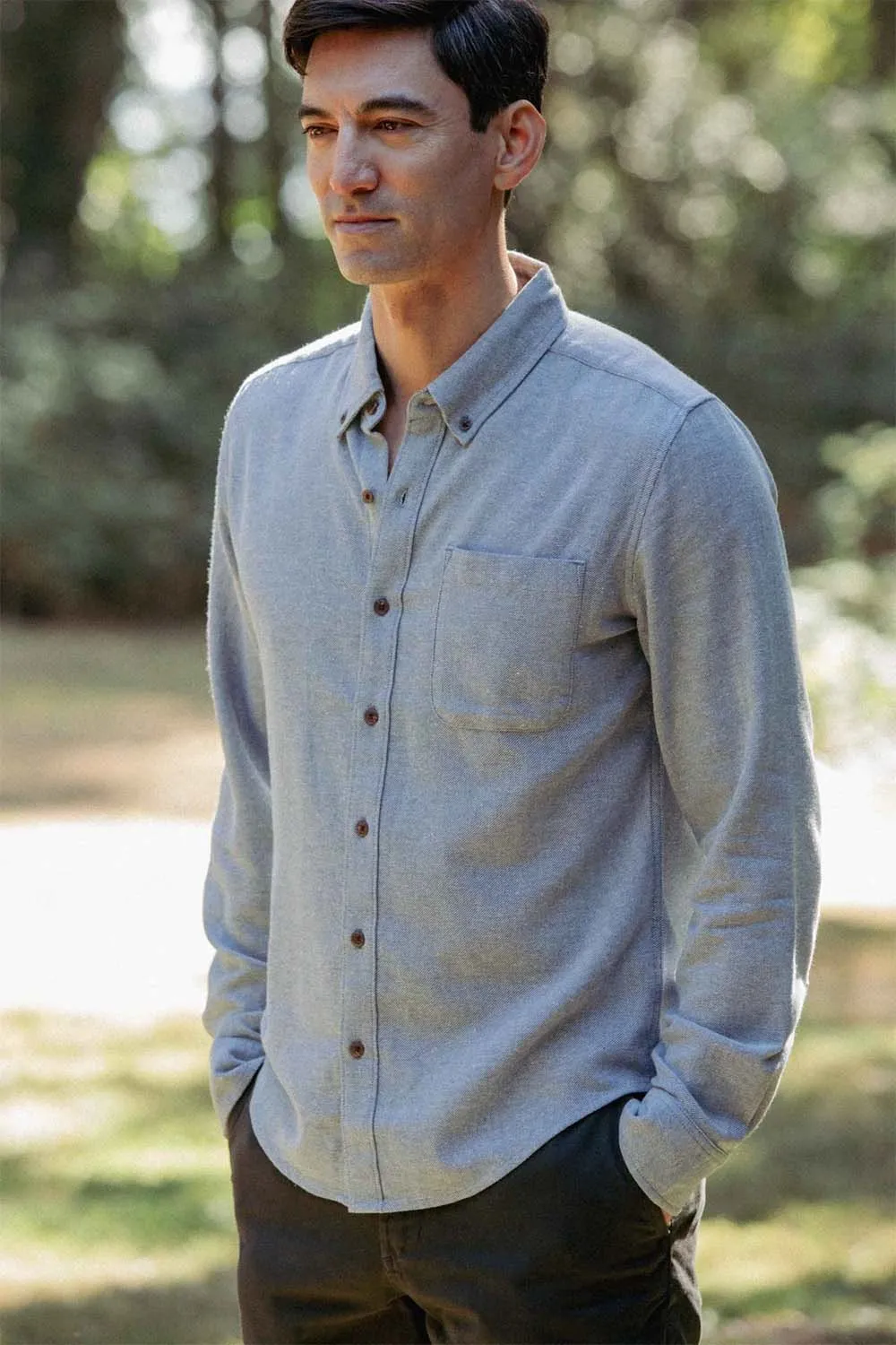 SUTTON SLIM SHIRT Denim Twill sold by REVOLVR Menswear product image thumbnail 3