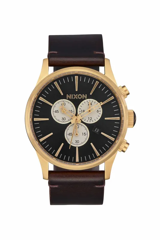 SENTRY CHRONO LEATHER - GOLD/INDIGO/BROWN sold by REVOLVR Menswear