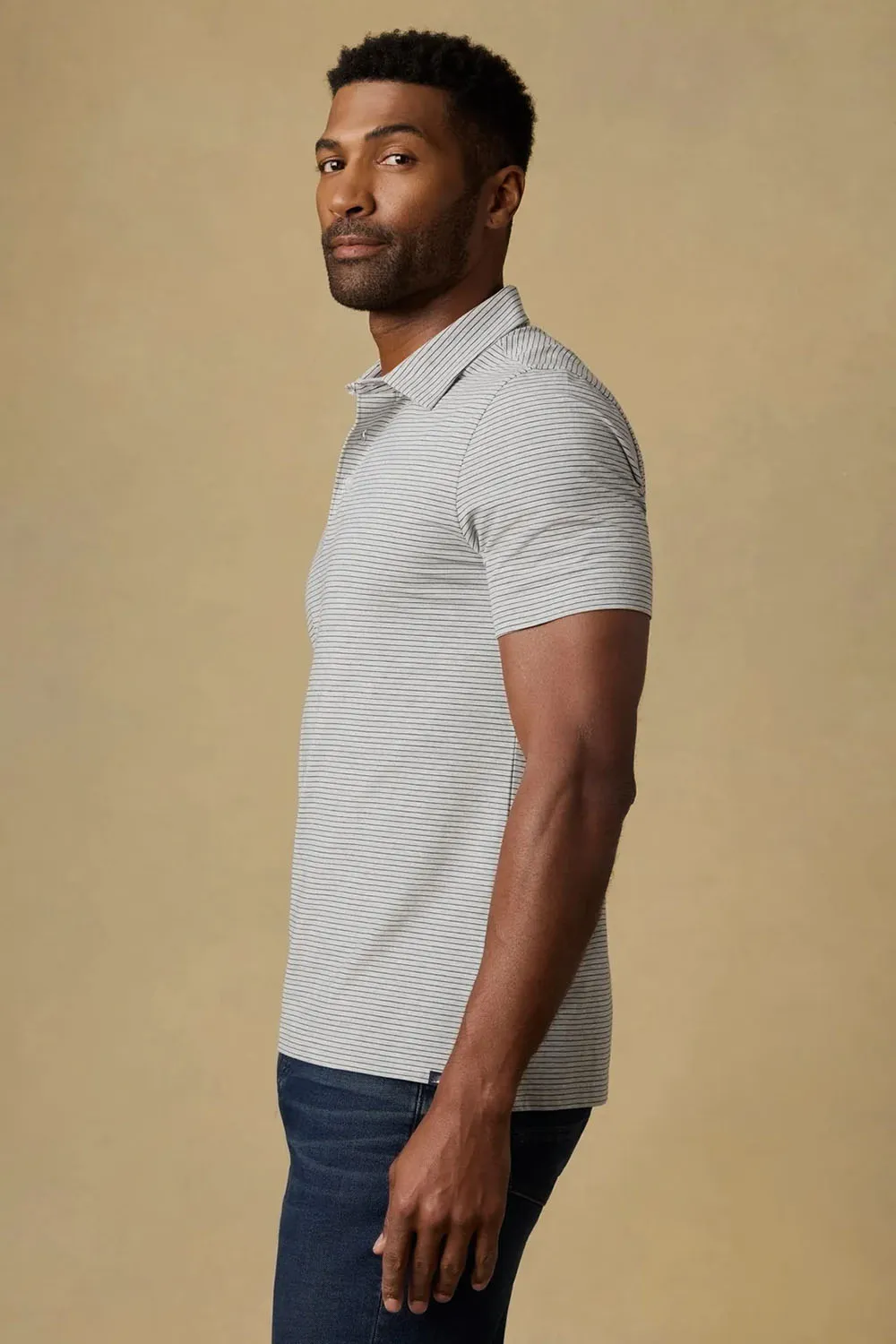 SS MOVEMENT POLO Dark Cloud Stripe sold by REVOLVR Menswear product image thumbnail 2