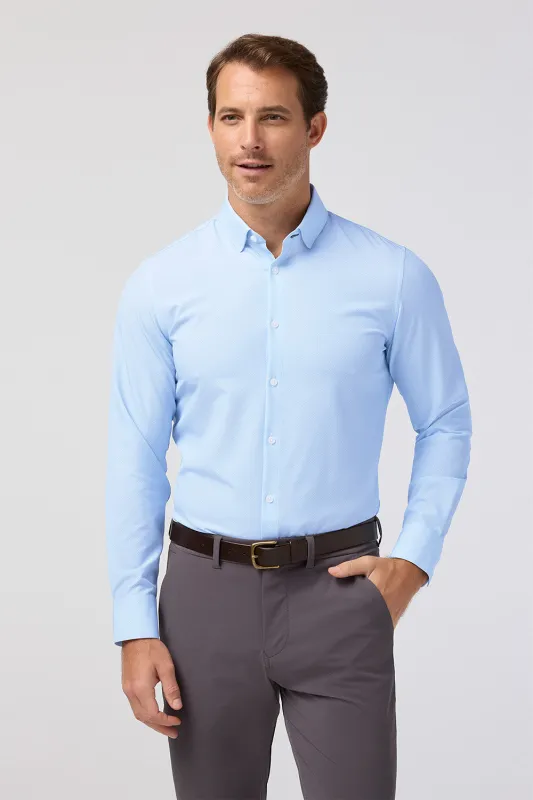 LEEWARD LS Cloud Blue Micro Dot made by Mizzen+Main