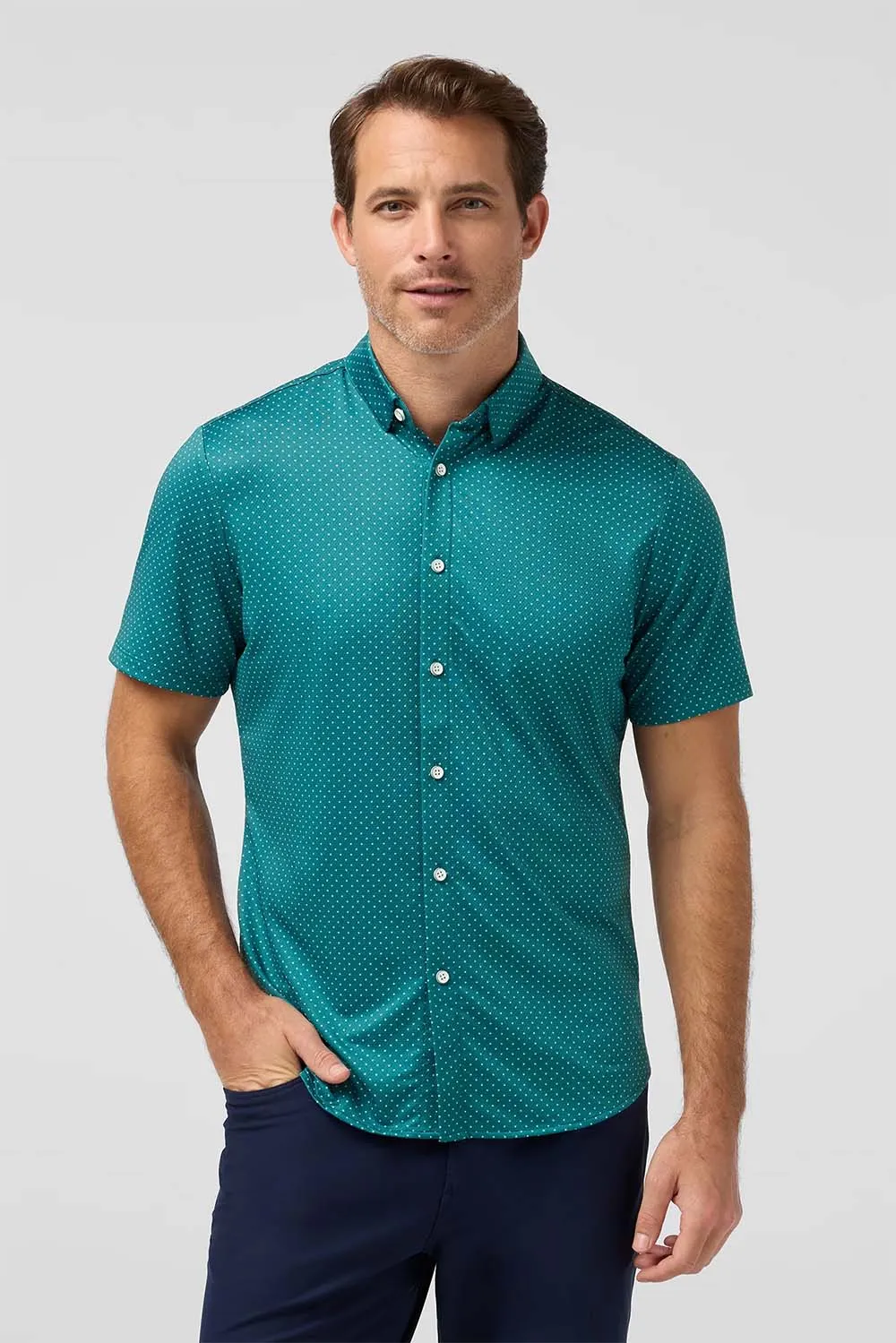 HALYARD SS Dk Teal Dot sold by REVOLVR Menswear