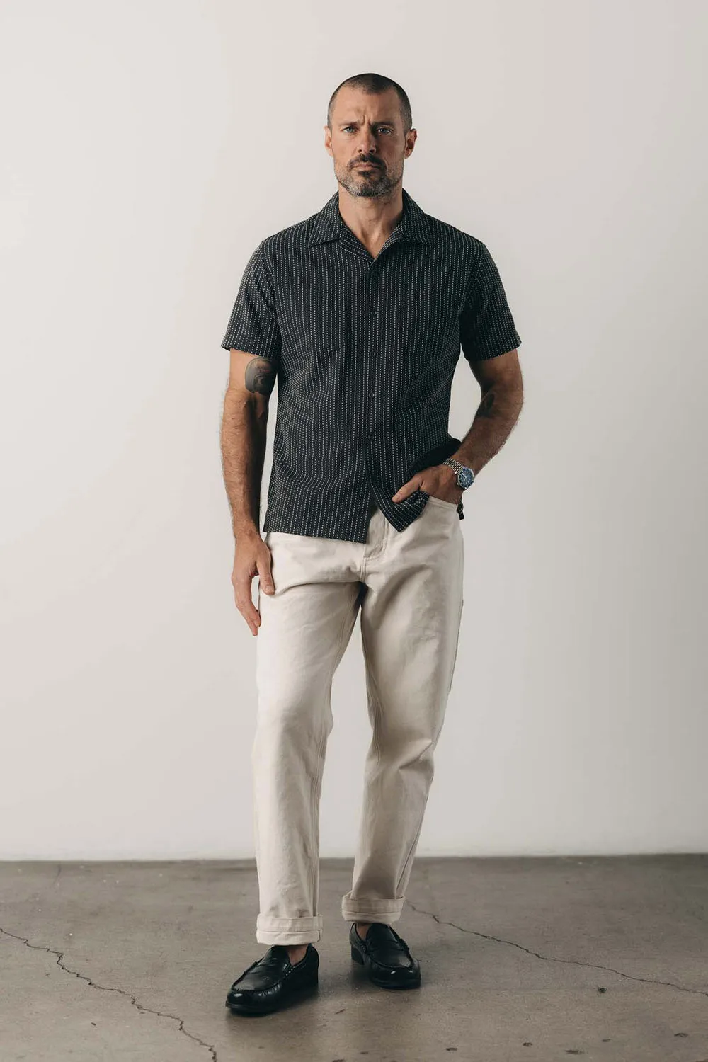 CONRAD SS SHIRT Pickstitch Stripe Dobby sold by REVOLVR Menswear product image thumbnail 3