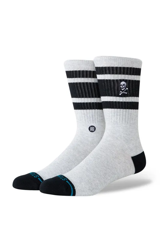 BOYD SKULL CREW Heather Grey made by Stance