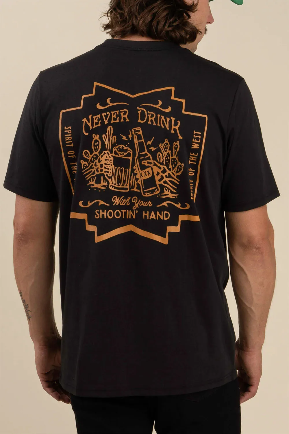 SHOOTIN' HAND SALUD TEE Black sold by REVOLVR Menswear product image thumbnail 3