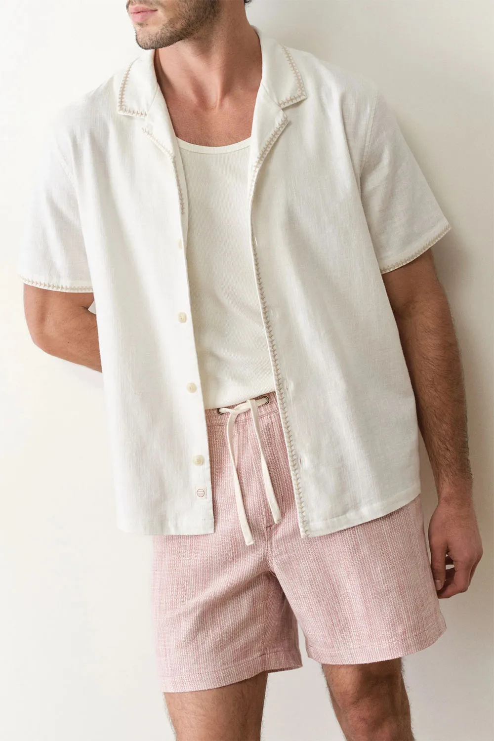 EMBROIDERED RESORT SHIRT White sold by REVOLVR Menswear product image thumbnail 3