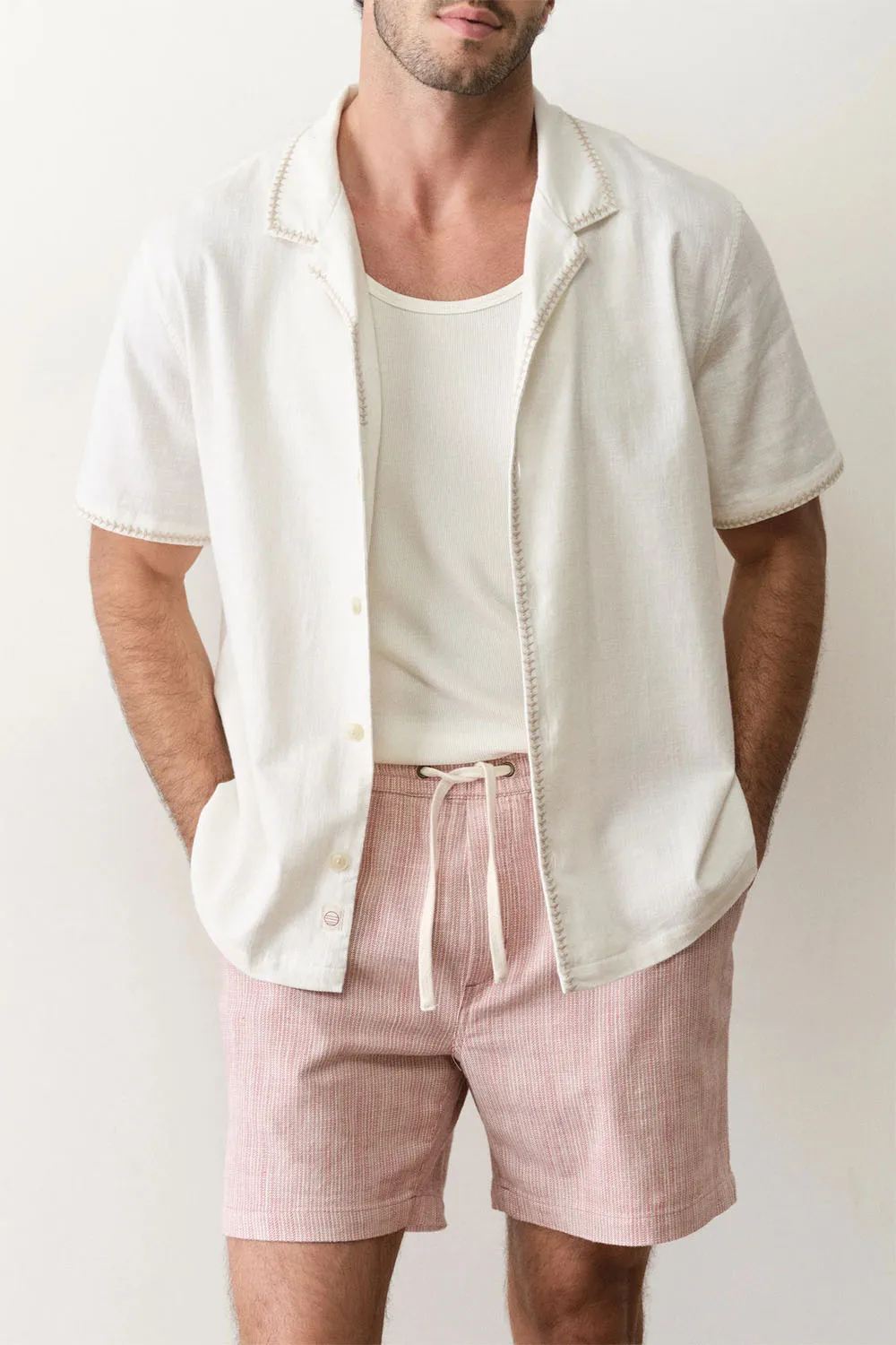 EMBROIDERED RESORT SHIRT White sold by REVOLVR Menswear product image thumbnail 2