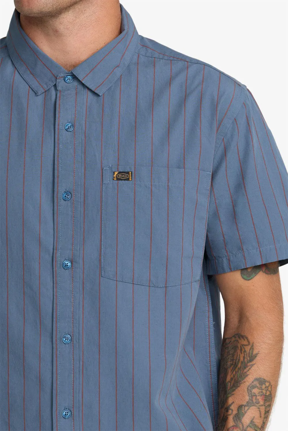 DAYSHIFT WORKWEAR STRIPE SS Vintage Navy sold by REVOLVR Menswear product image thumbnail 3