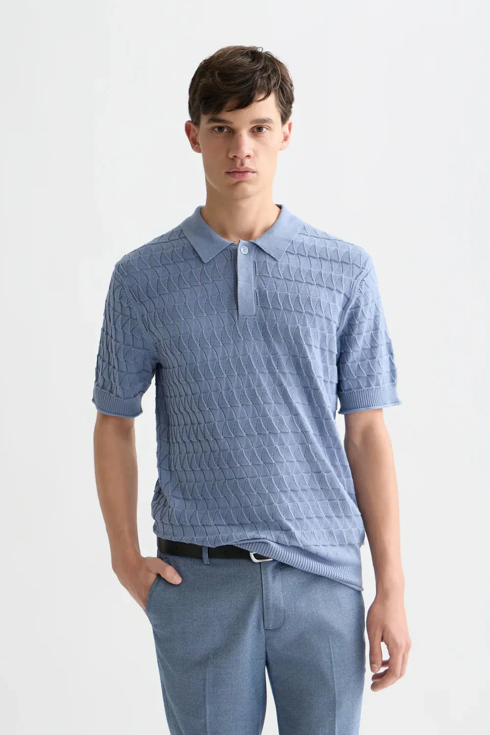 POINTELLE KNITTED POLO Infinity sold by REVOLVR Menswear product image thumbnail 2
