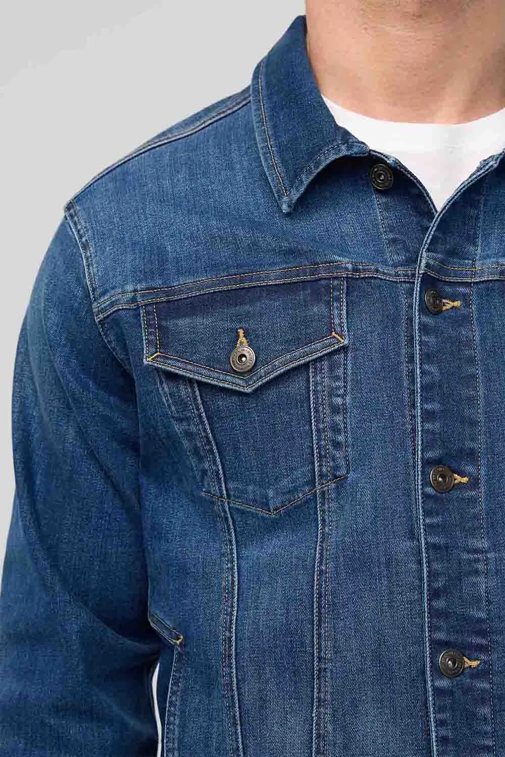 PERFORMANCE DENIM TRUCKER JACKET Alpine Indigo sold by REVOLVR Menswear product image thumbnail 5