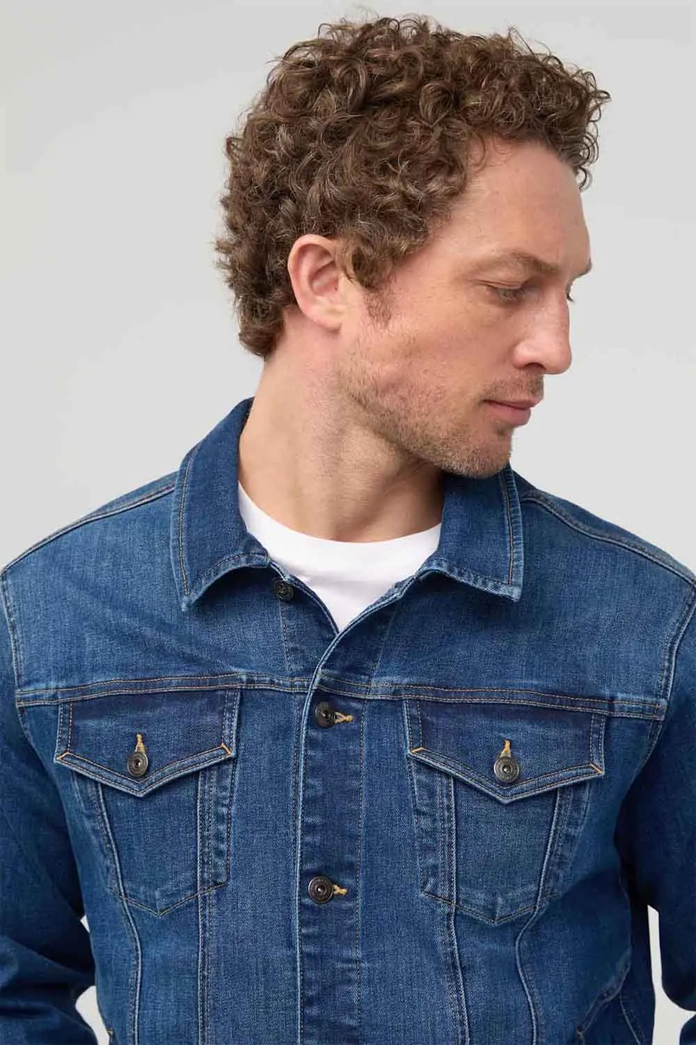 PERFORMANCE DENIM TRUCKER JACKET Alpine Indigo sold by REVOLVR Menswear product image thumbnail 4