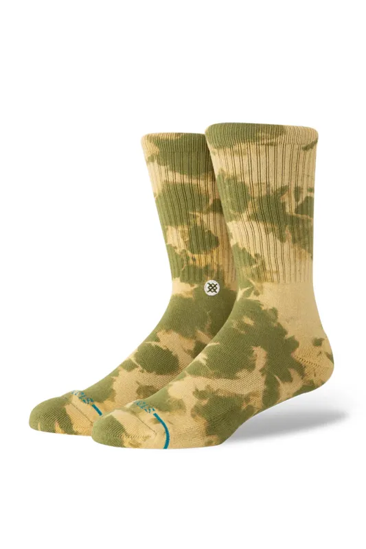 SPOTTY DYE CREW Olive made by Stance