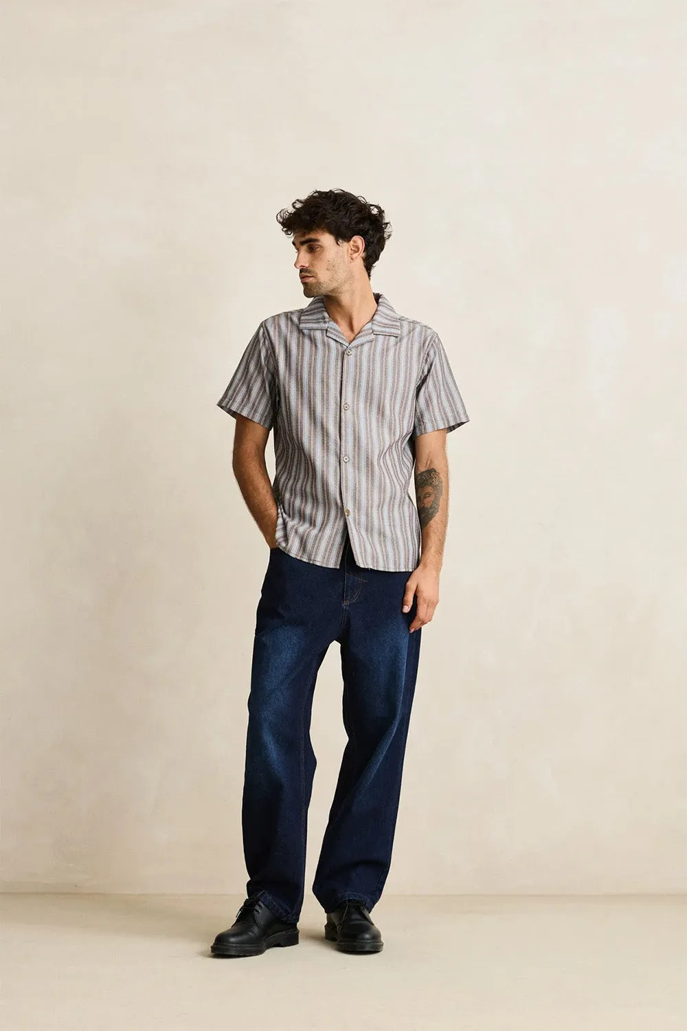 VACATION STRIPE SS SHIRT Chocolate sold by REVOLVR Menswear product image thumbnail 3