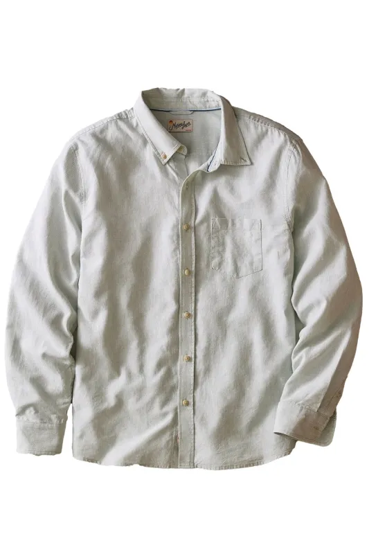 BETTER-THAN-LINEN LS SHIRT Iceberg Green Stripe made by Marine Layer