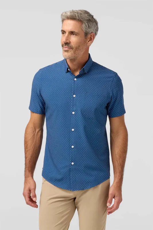 LEEWARD SS Midnight Navy Medallion Print made by Mizzen+Main