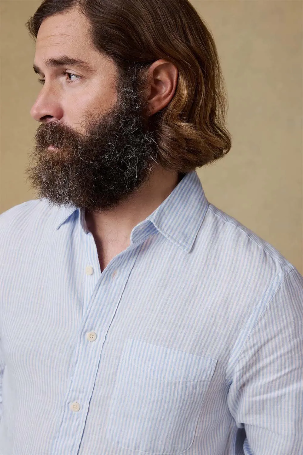 LAGUNA LINEN LS SHIRT Summer Classic Stripe sold by REVOLVR Menswear product image thumbnail 3