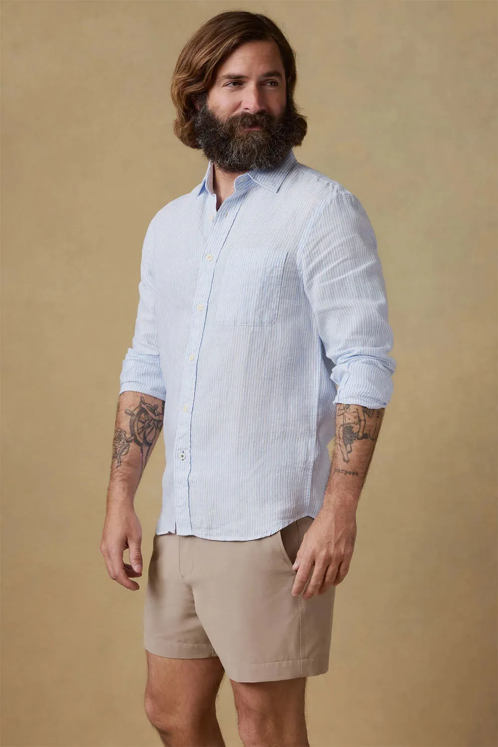 LAGUNA LINEN LS SHIRT Summer Classic Stripe sold by REVOLVR Menswear