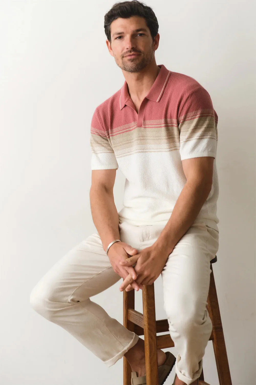 GREYSON SWEATER POLO Withered Rose/Oatmeal sold by REVOLVR Menswear product image thumbnail 3