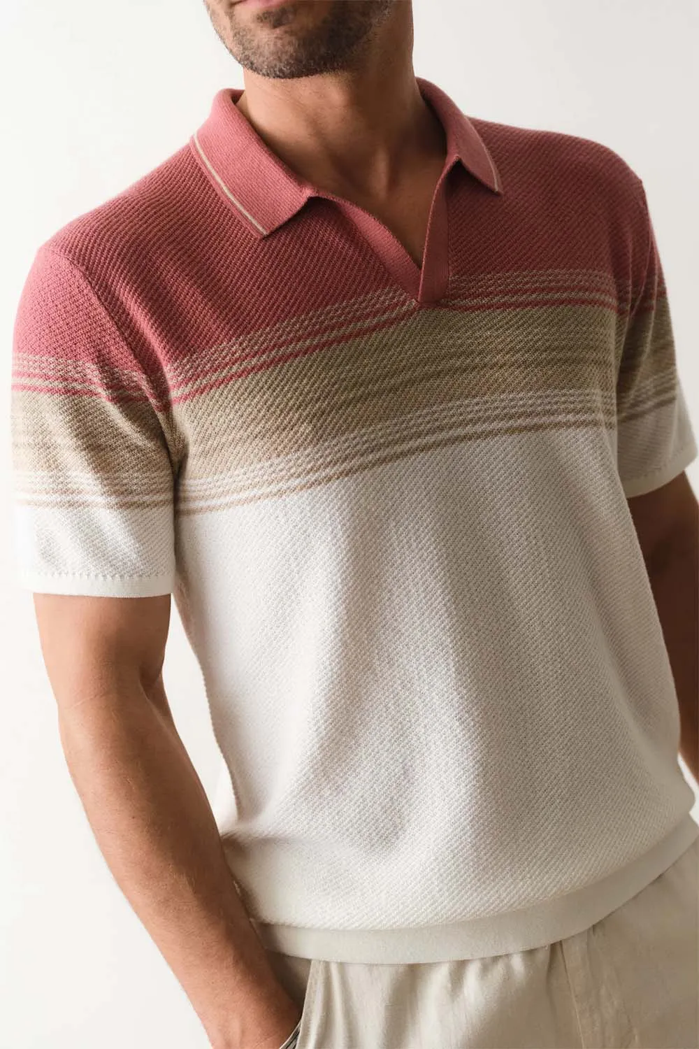 GREYSON SWEATER POLO Withered Rose/Oatmeal sold by REVOLVR Menswear product image thumbnail 4