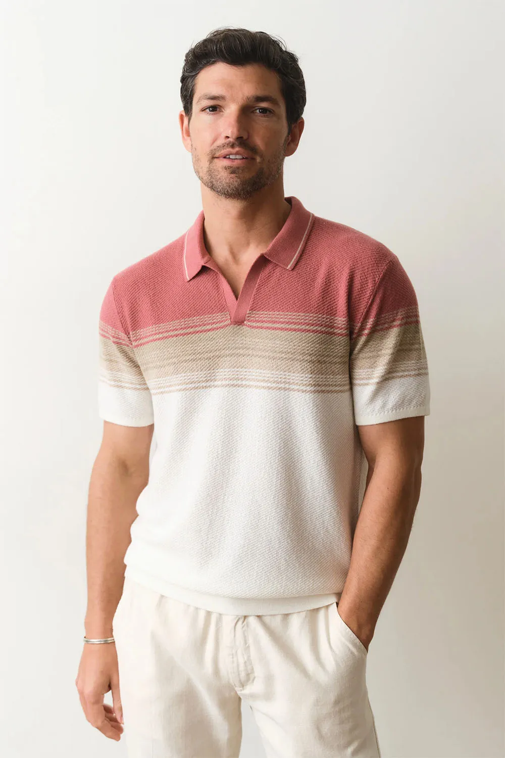 GREYSON SWEATER POLO Withered Rose/Oatmeal sold by REVOLVR Menswear product image thumbnail 2