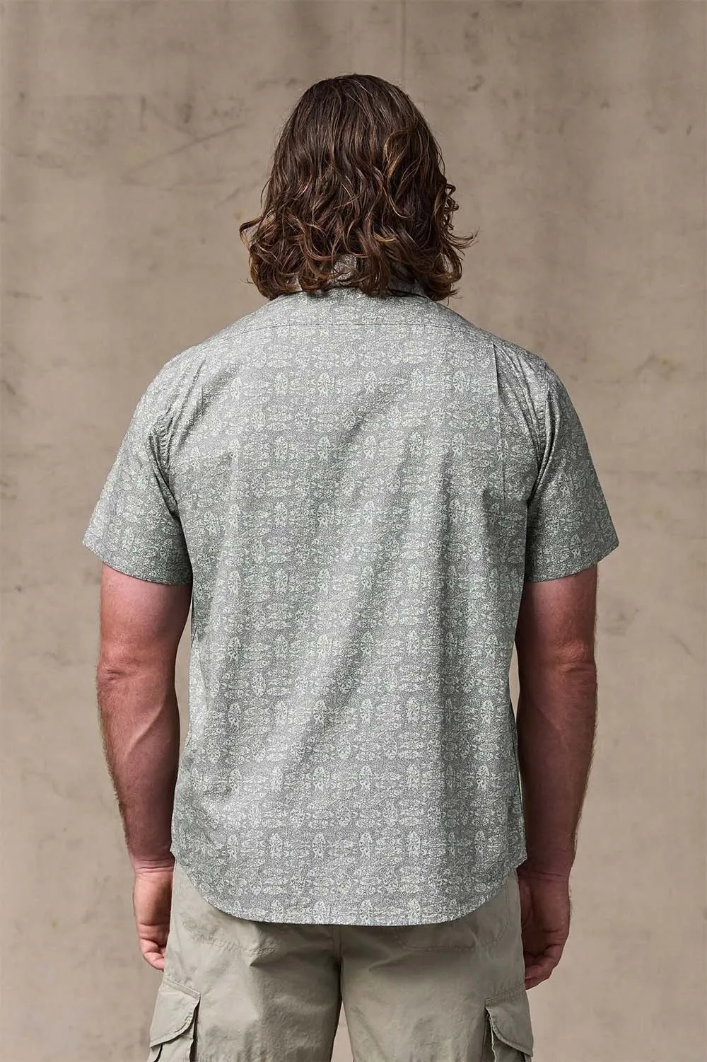 WASHED SS FEATHER CLOTH SHIRT Khaki Print sold by REVOLVR Menswear product image thumbnail 4