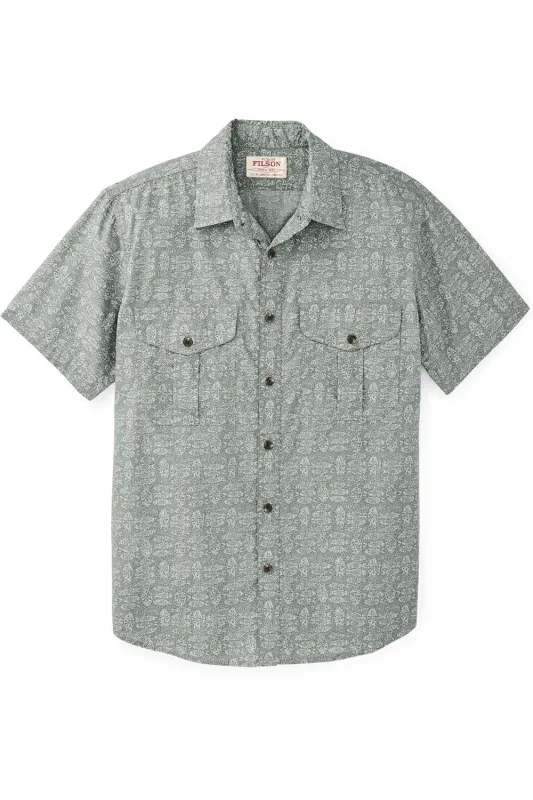 WASHED SS FEATHER CLOTH SHIRT Khaki Print made by Filson